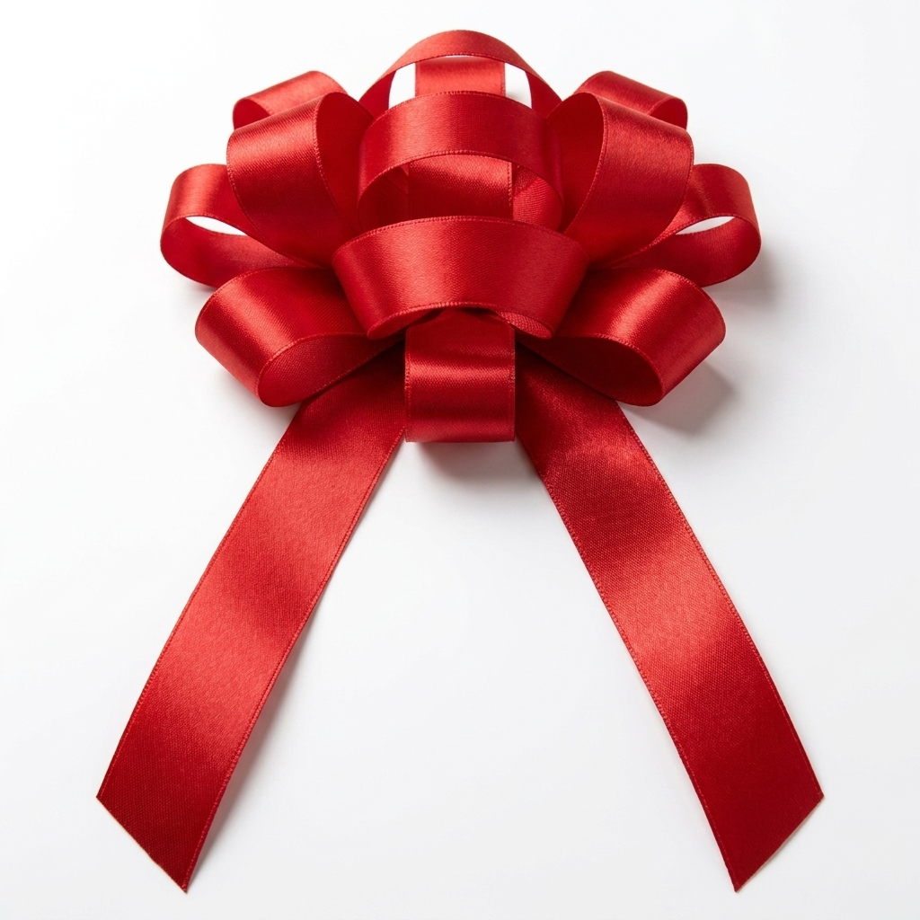 30" Red Magnetic Shiny Car Bow - Dealership Delivery Bow | White Background Product Photo