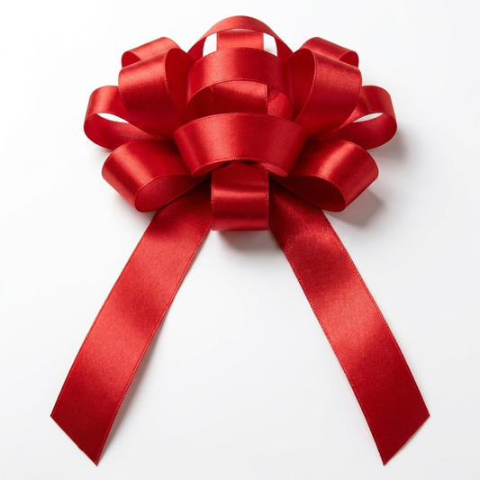 30" Red Magnetic Shiny Car Bow - Dealership Delivery Bow | White Background Product Photo