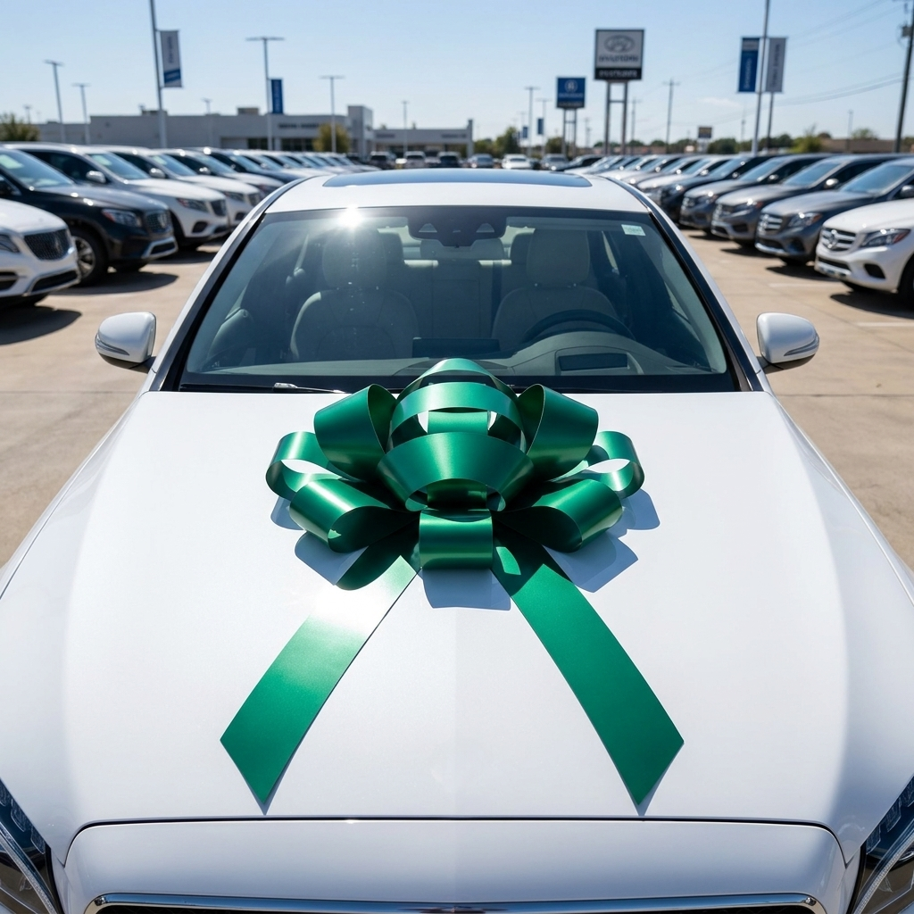30" Green Magnetic Shiny Car Bow - Dealership Delivery Bow | Lifestyle Photo