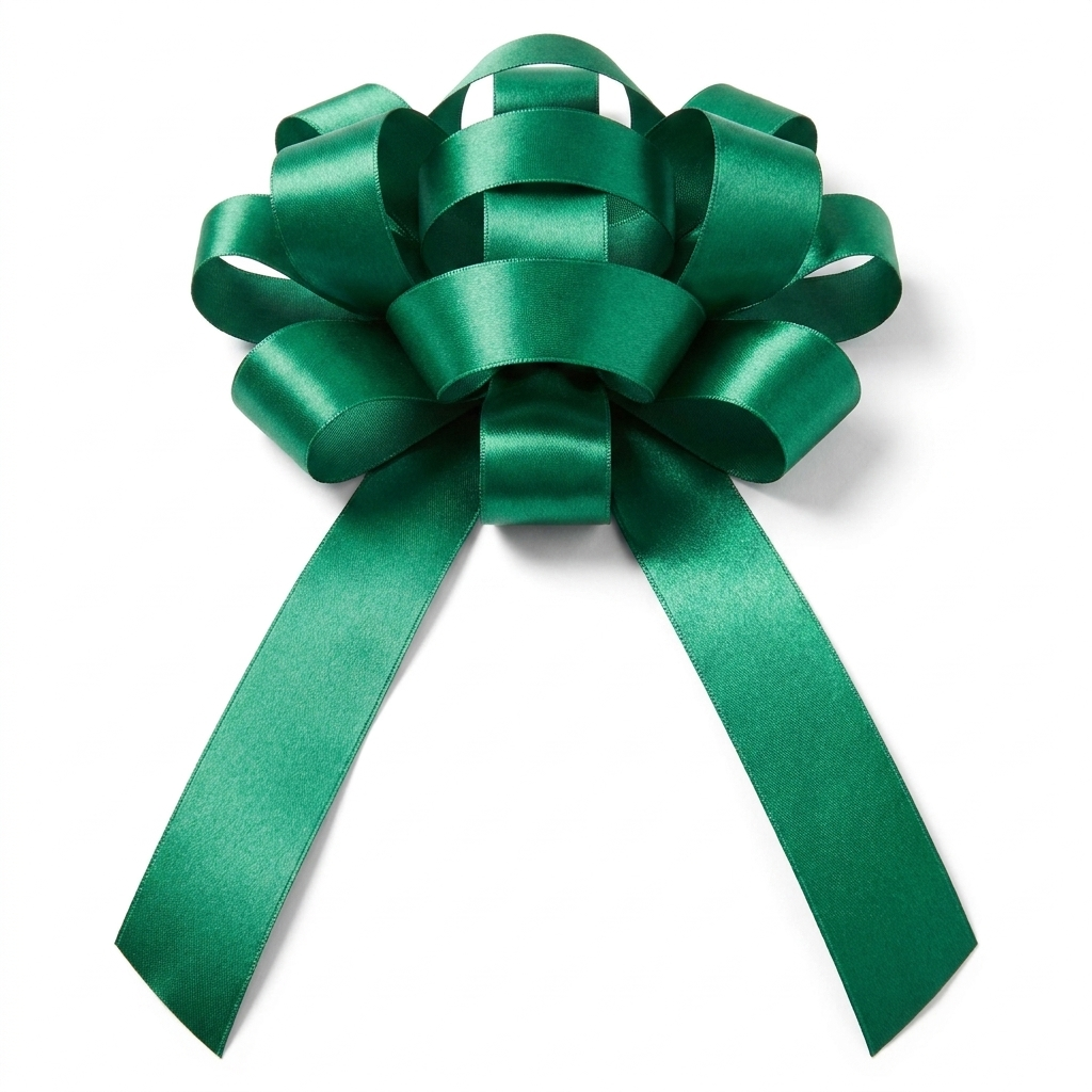 30" Green Magnetic Shiny Car Bow - Dealership Delivery Bow | White Background Product Photo