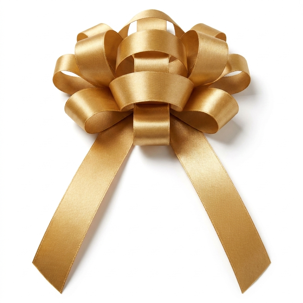 30" Gold Magnetic Shiny Car Bow - Dealership Delivery Bow | White Background Product Photo