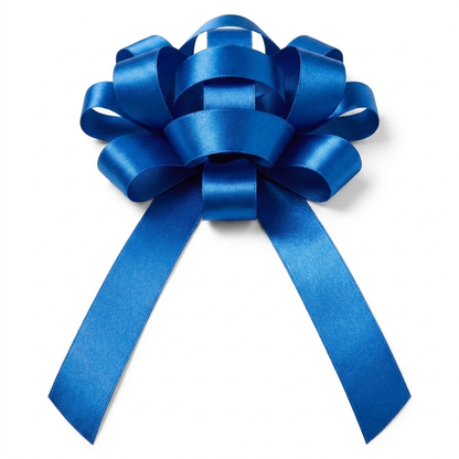 30" Blue Magnetic Shiny Car Bow - Dealership Delivery Bow | White Background Product Photo