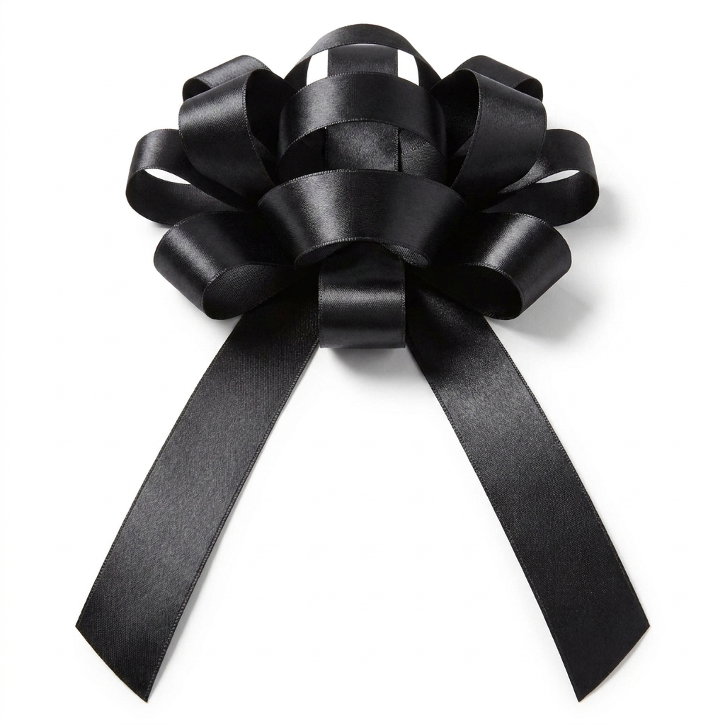 30" Black Magnetic Shiny Car Bow - Dealership Delivery Bow | White Background Product Photo