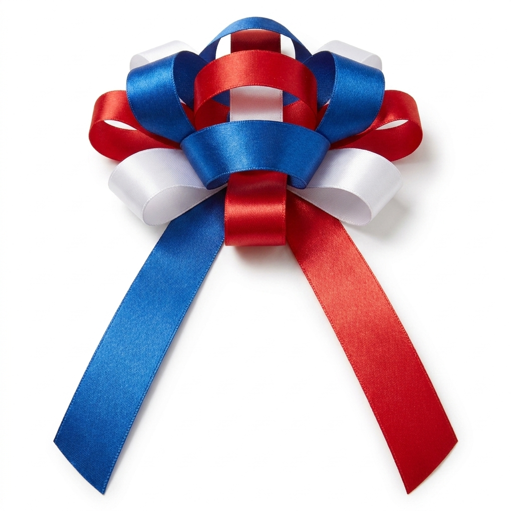 30" Patriotic Magnetic Shiny Car Bow - Dealership Delivery Bow | White Background Product Photo