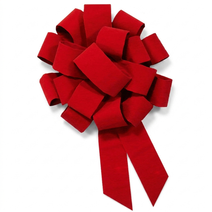43" Red Velvet Car Bow - Largest Magnetic Dealership Bow | White Background Product Photo