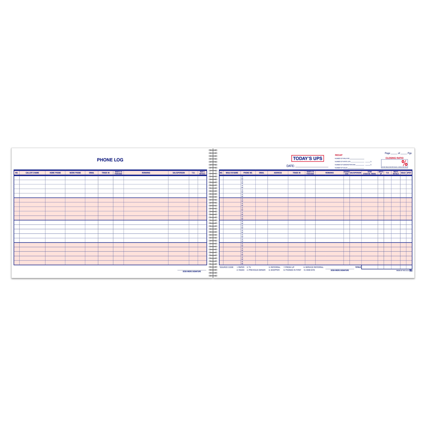 UPS Log Book - 50 Sheets - 11" x 17"