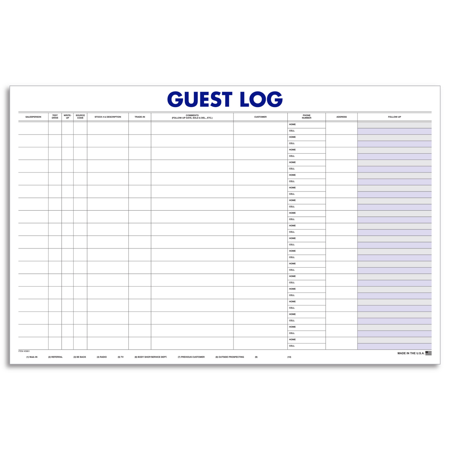 Guest Log- 100 Sheets