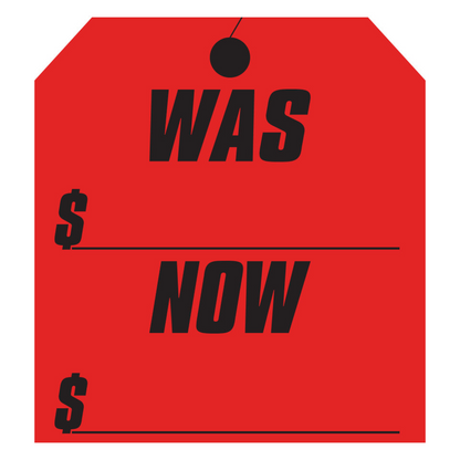 Was-Now Hang Tag Stickers - 9-1/4" x 8-1/2" Vinyl 12-Pack