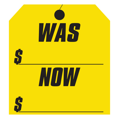 Was-Now Hang Tag Stickers - 9-1/4" x 8-1/2" Vinyl 12-Pack
