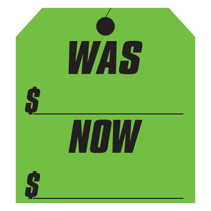 Was-Now Hang Tag Stickers - 9-1/4" x 8-1/2" Vinyl 12-Pack