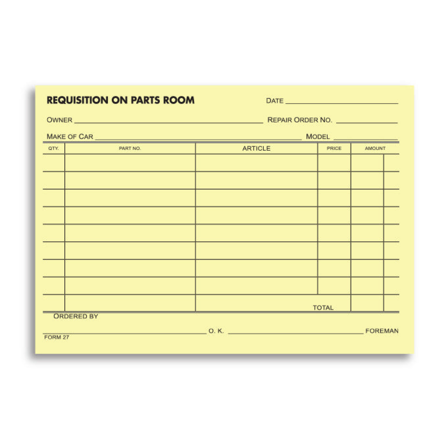 Parts Requisition Form - #27