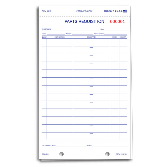 Parts Requisition Form - #PR-8178