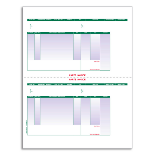 Laser Part Invoice - Perfed at 5 1/2"