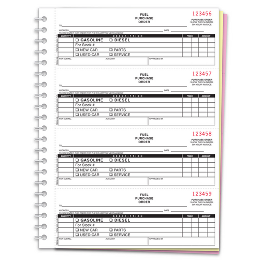 Fuel Purchase Order Book - NC-124-3-Fuel - 3 Part, 200 per Book