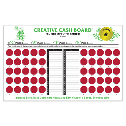 Incentive Cash Board - 17" x 10-3/4" White Creative Cash