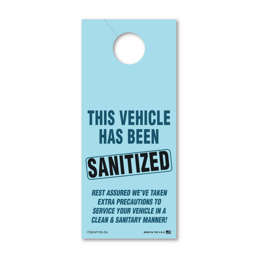 Sanitized Hang Tags - Blue - 3 2/3" X 8 1/2"