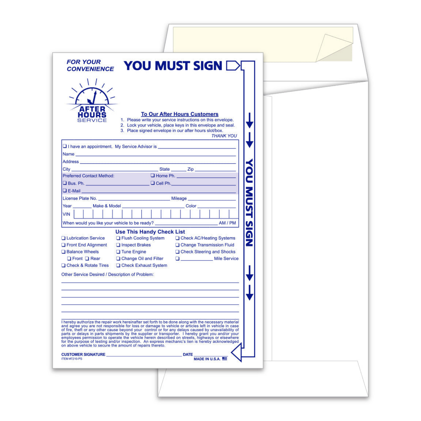 After Hours Envelope, Standard - NDE-STD - Self Seal