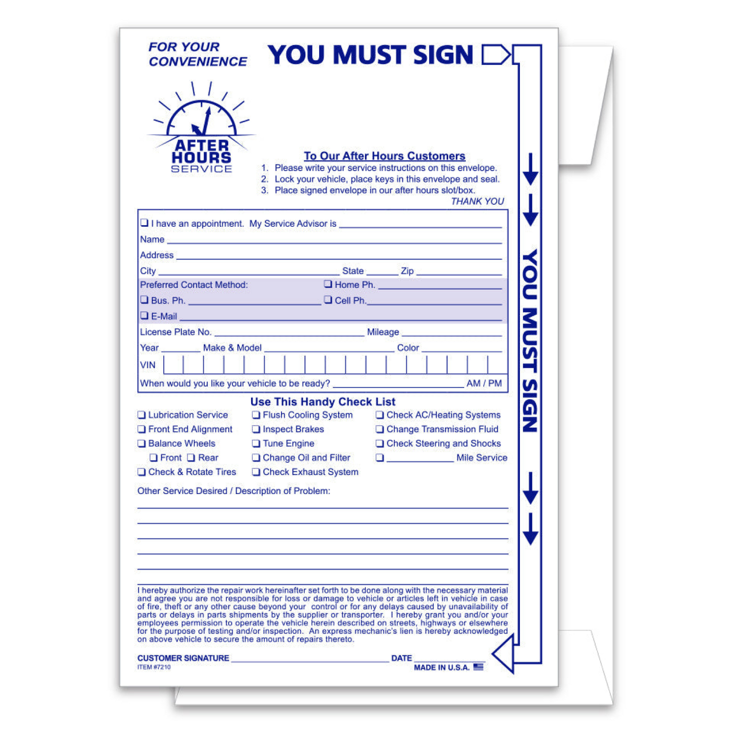 After Hours Envelope, Standard - NDE-STD