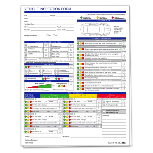 Multi-Point Vehicle Inspection Report (Eco) - 2 Part