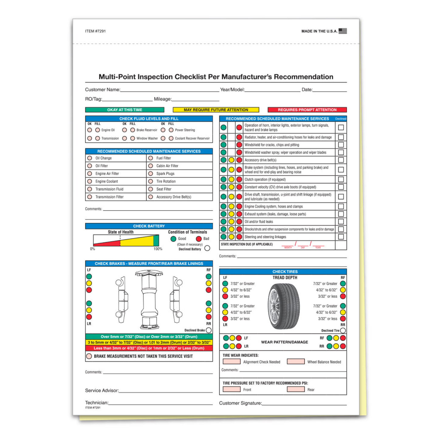 Multi-Point Vehicle Inspection Report - 2 Part