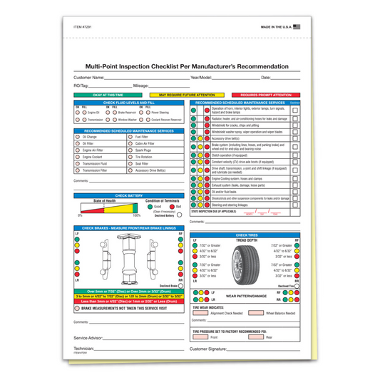 Multi-Point Vehicle Inspection Report - 2 Part