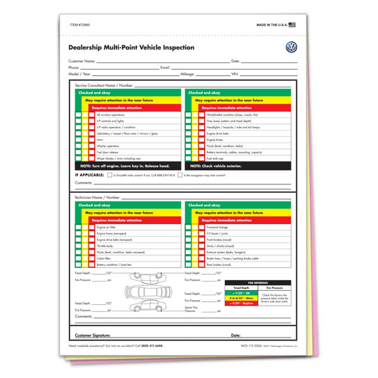 VW Multi-Point Vehicle Checkup - 3 Part