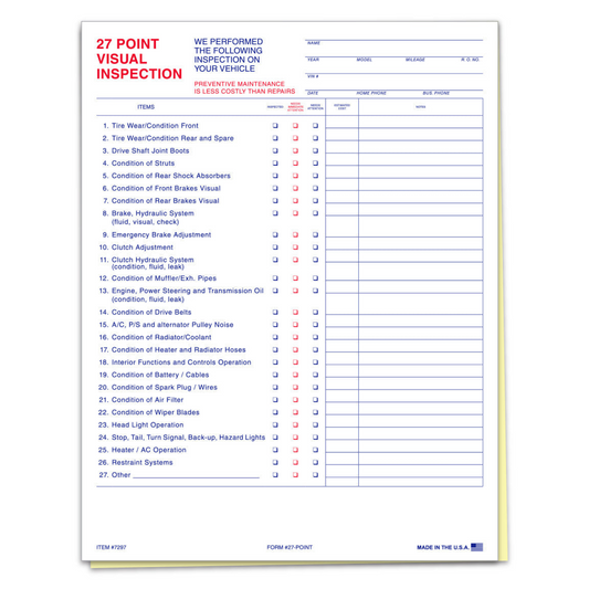 27 Point Vehicle Inspection - 2 Part