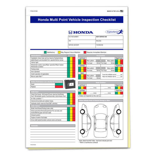 Honda Multi-Point Vehicle Checkup - 2 Part