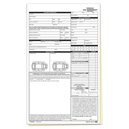 Vehicle Use Agreement - 2-Part Carbonless Rental & Loaner Form