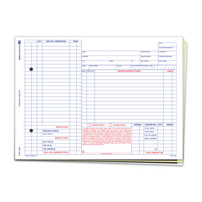 Repair Order RO-546H - 3-Part Snap-Out Service Form