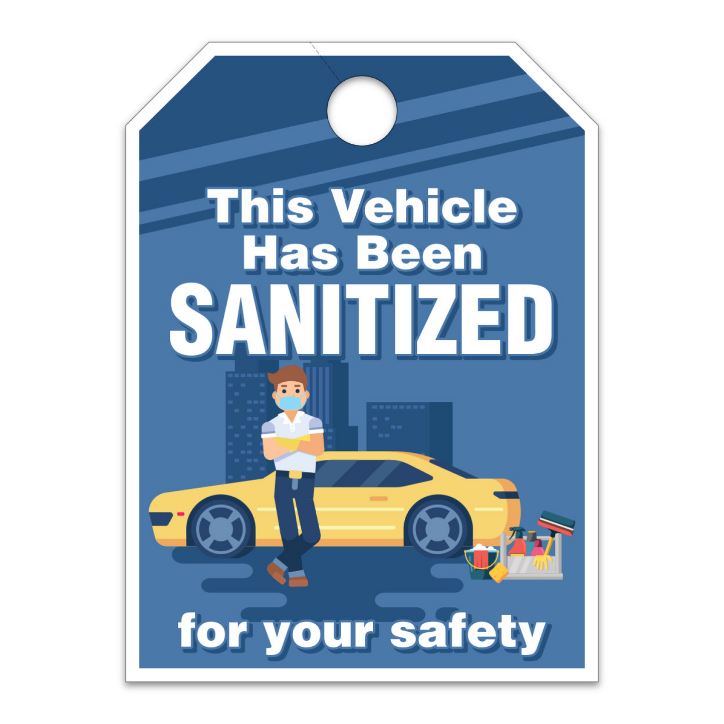 Hang Tags - Sanitized Vehicle- Large, White