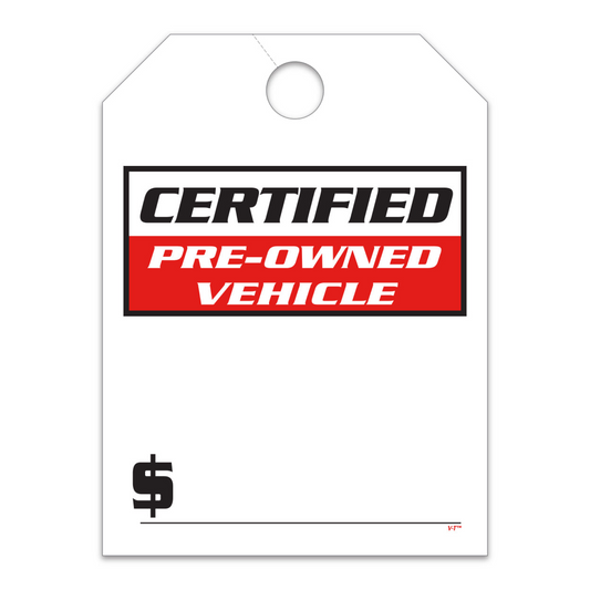 Hang Tag - Certified Pre Owned Vehicle - 8.5" x 11.5"