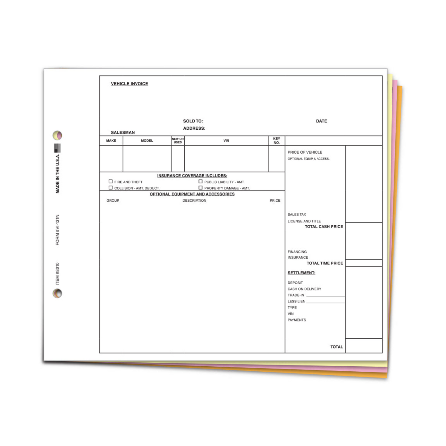 Universal Vehicle Invoice - VI-131N