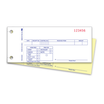 Cash Receipt Book - 2-Part Carbonless AA-508-2 Receipts