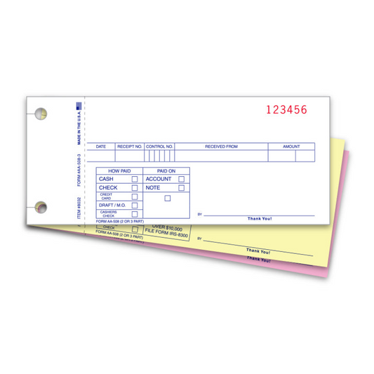 Cash Receipt - AA-508-3- 3 Part