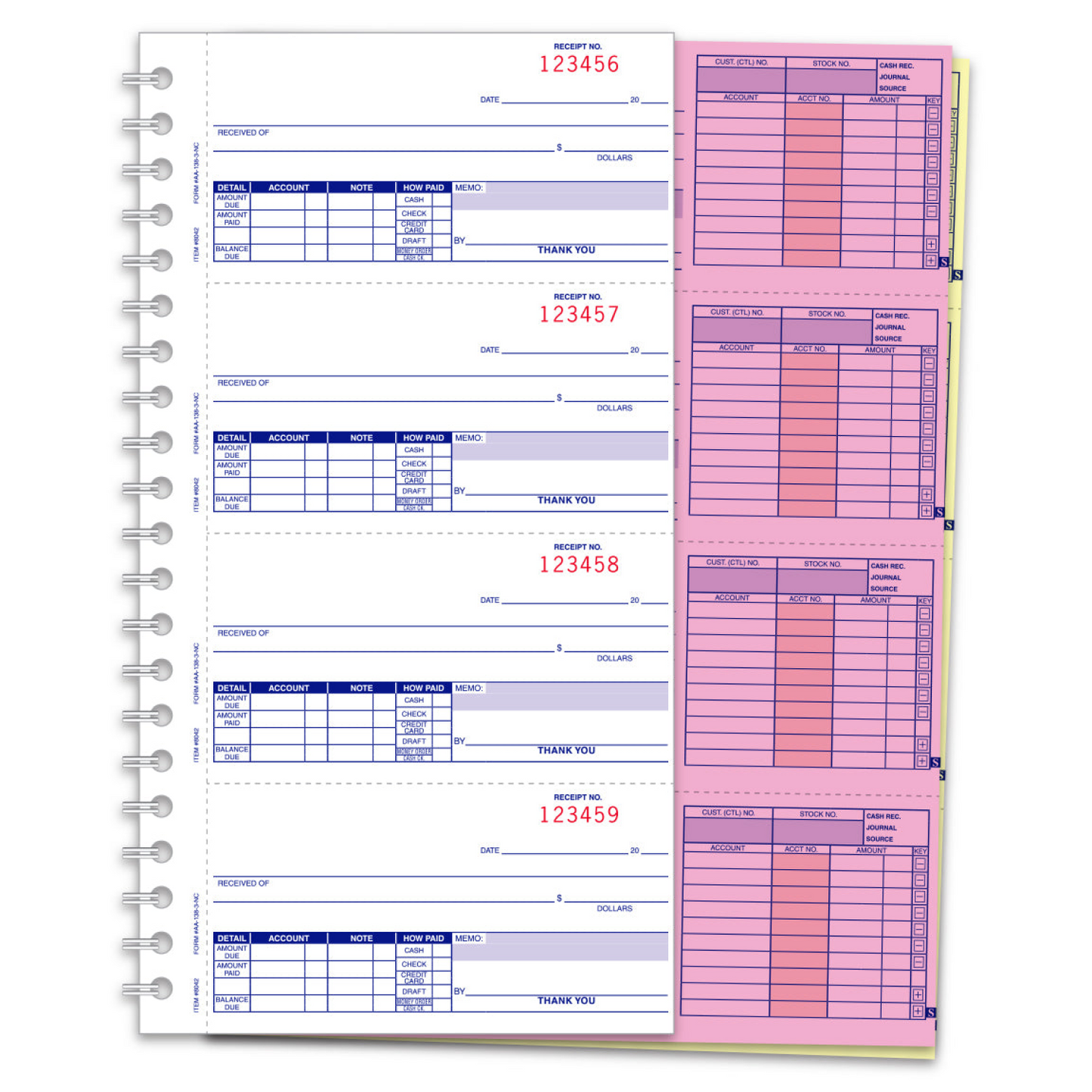 Cash Receipt Book - AA-138NC-1S2L - 3 Part, 200 per Book