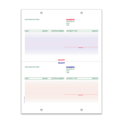Laser Cash Receipt Forms - 8.5" x 11" Pre-Printed 1-Part