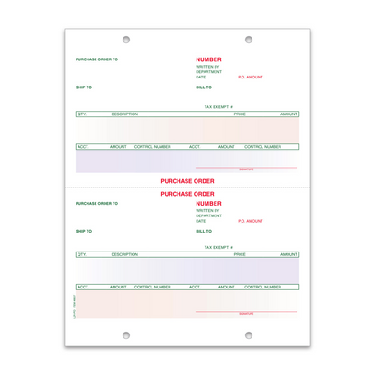 Laser Purchase Order Forms - 8.5x11 Pre-Printed, 250 Pack
