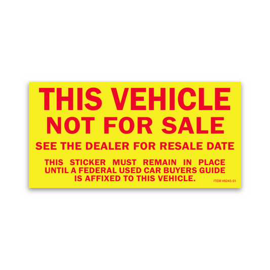 Vehicle Not for Sale Sticker - 2 3/4" x 5 1/2"