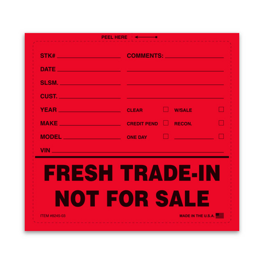 Fresh Trade-In Not For Sale Sticker - 6-1/2" x 6"