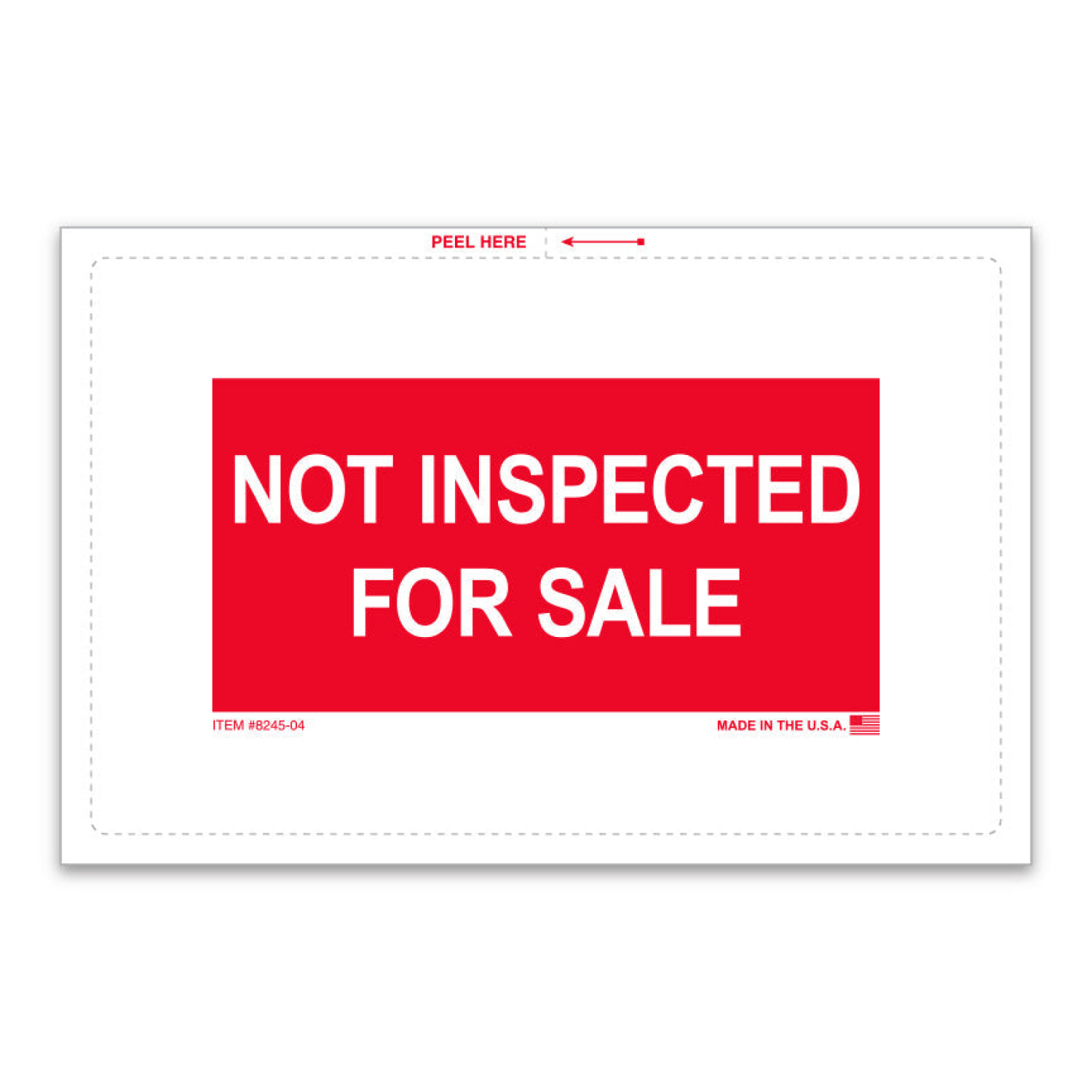 Not Inspected for Sale Sticker - 8" x 5-1/4"