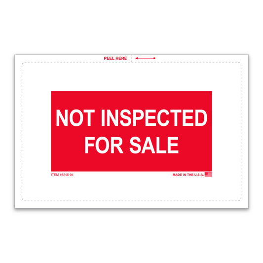 Not Inspected for Sale Sticker - 8" x 5-1/4"