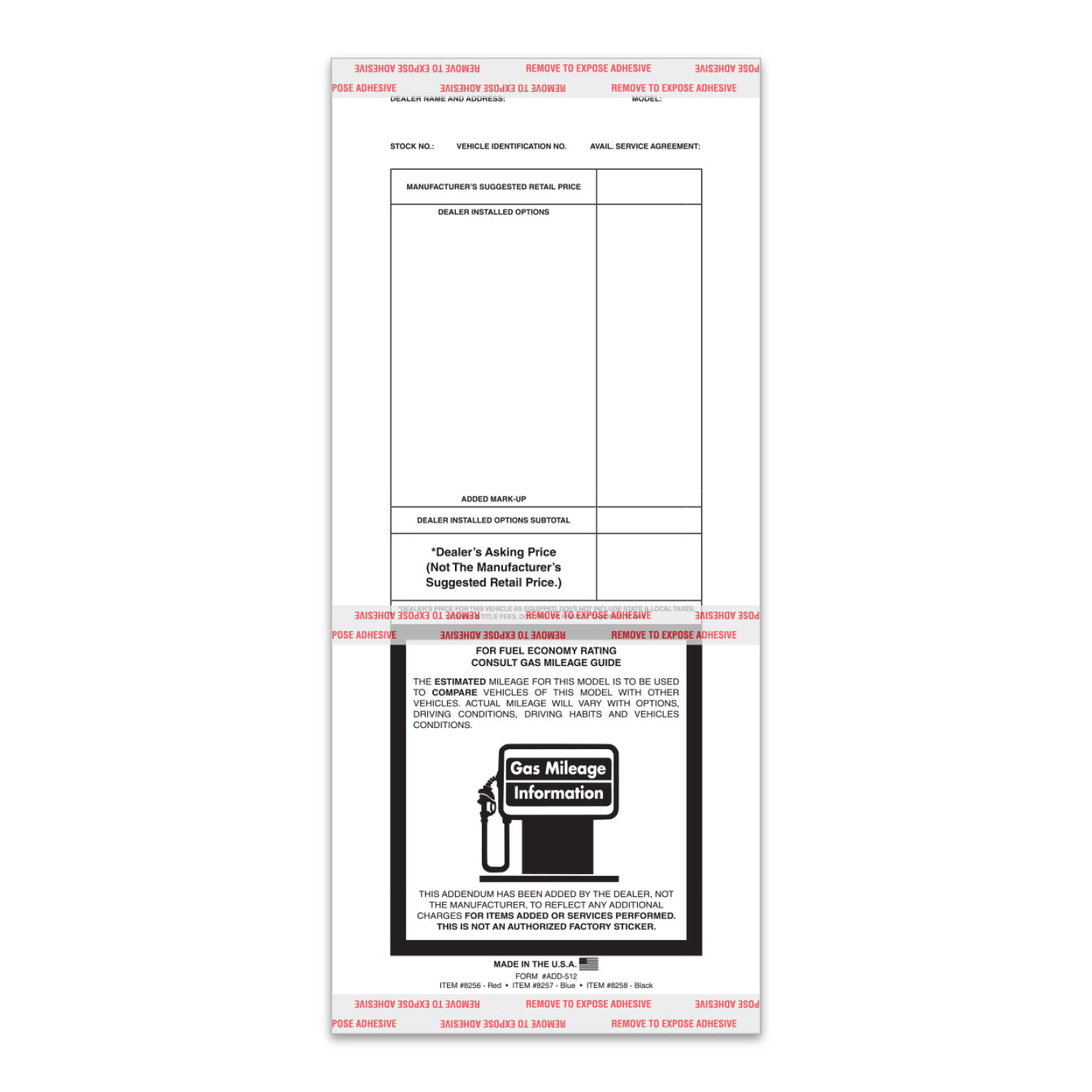Addendum Stickers with Tape Adhesive – Dealer Depot USA