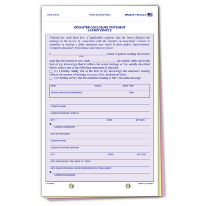 Declaración del odómetro de arrendamiento - ODOM-489-L