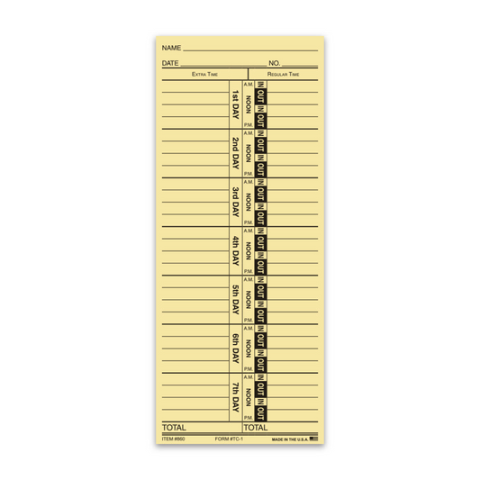 Time Clock Cards - TC-1