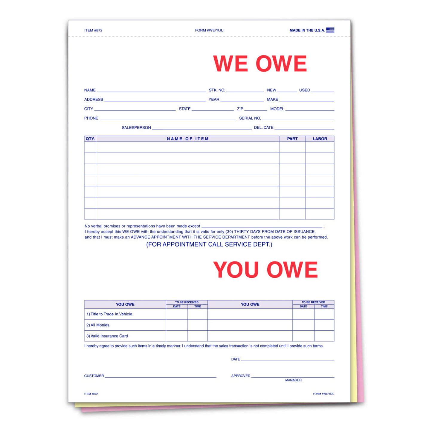 We Owe / You Owe - 872 - 3 Part