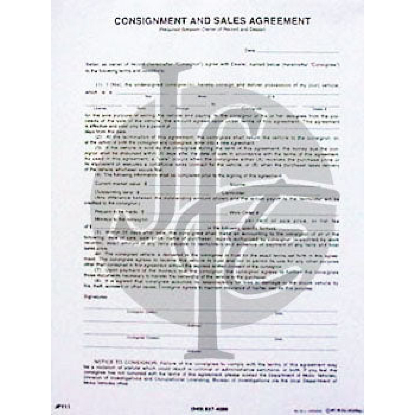 Consignment and Sales Agreement