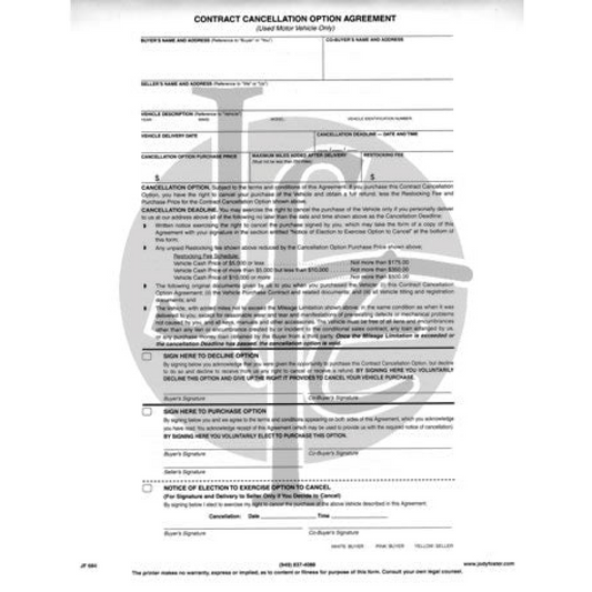 Contract Cancellation Option Agreement Contract