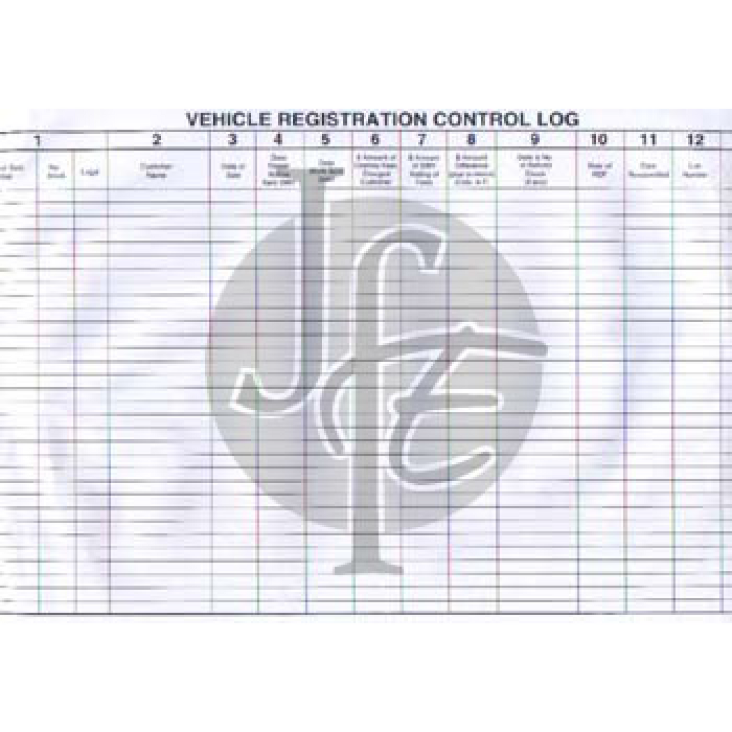 Vehicle Registration Control Log Book