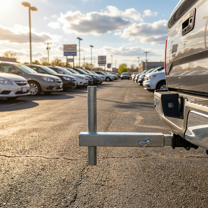 Steel trailer hitch mount 21 inches long with 2 inch receiver insert and swooper flag pole sleeve